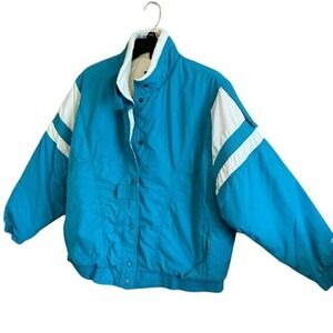 Roffe Skiwear Vintage Women's Noel Aqua Blue Ski Snow Jacket Thinsulate 3M Sz 16
